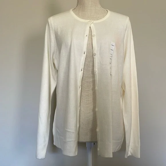 Croft & Barrow Ivory Button Front Cardigan - Picture 1 of 6